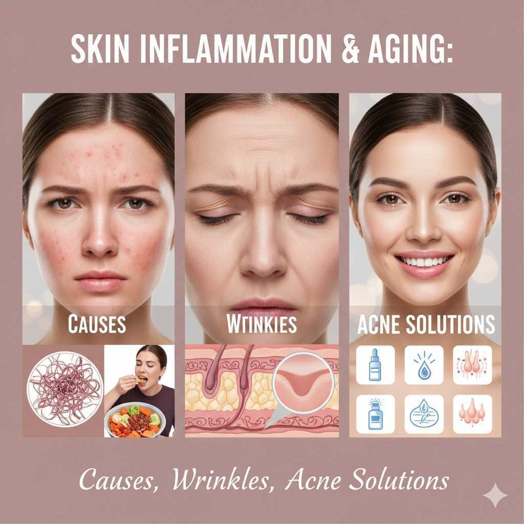 Skin Inflammation & Aging Causes, Wrinkles, Acne Solutions