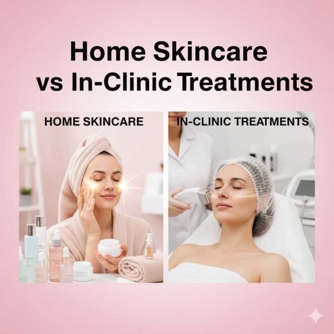 Home skincare vs in-clinic treatments