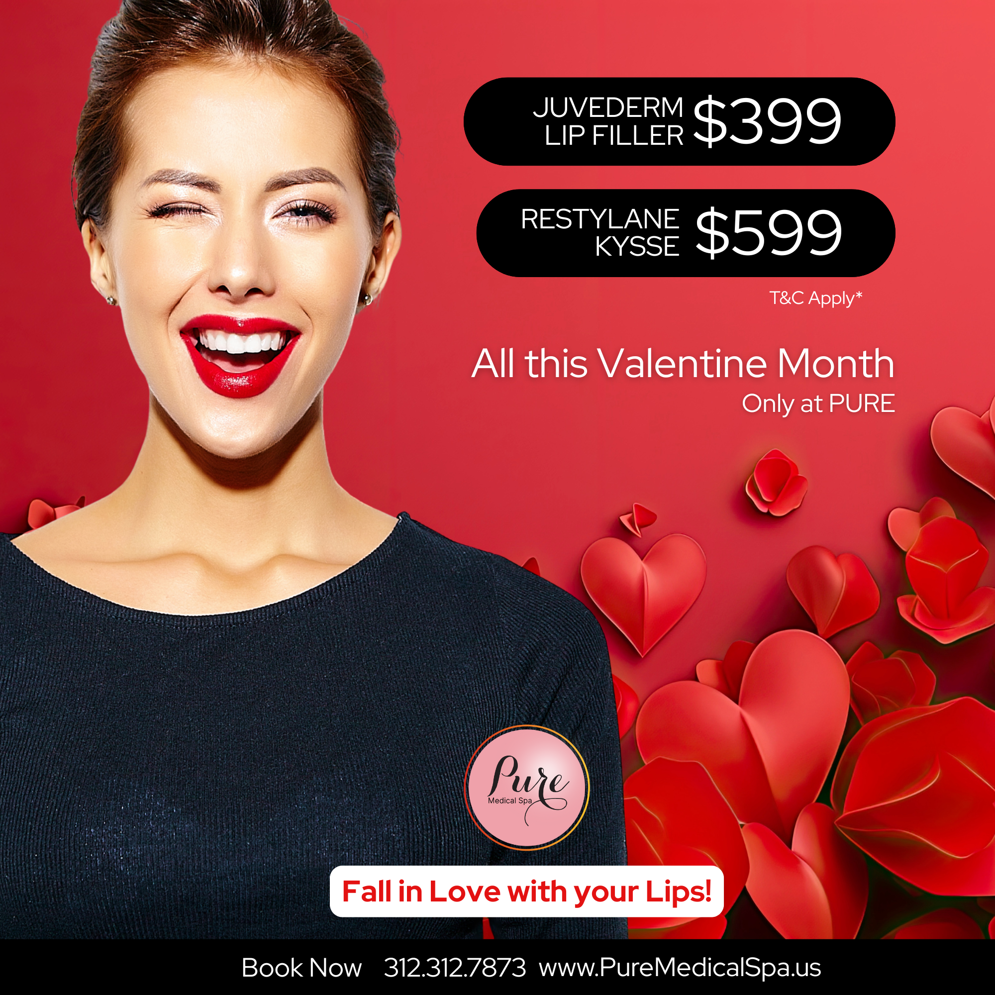 pure-feb-2026-valentine-botox-399-juvederm-filler-599-kysee $399 Juvederm Filler Chicago and $599 Restylane Kysse