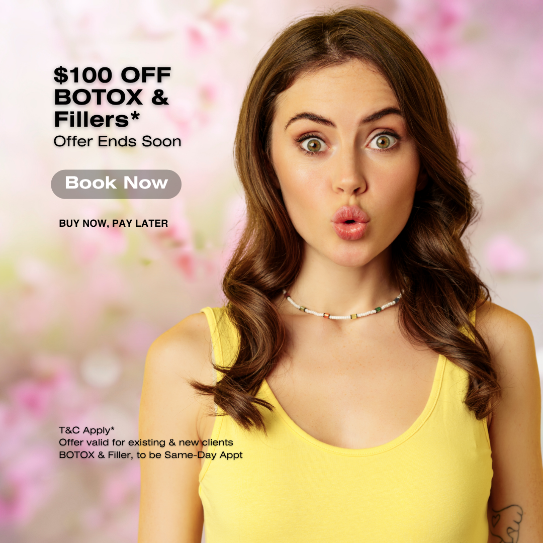 $100 off Botox and dermal fillers offer at Pure Medical Spa Chicago, limited time aesthetic treatment discount with buy now pay later option