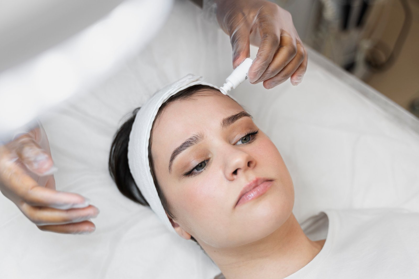 Microneedling Treatment Planning Photo Calm woman receiving a professional microneedling treatment at a Chicago med spa