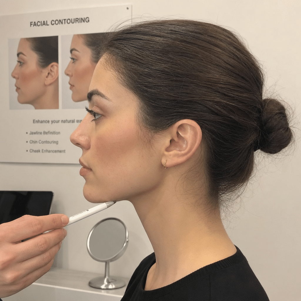 profile view of a defined jawline after aesthetic consultation